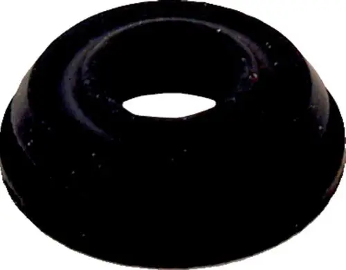 Schwarze Dichtungsmanschette mit zentralem Loch, typischerweise für Anwendungen in Verbindung mit Prüfnippeln, geeignet für Produkte der Marke Wolf.